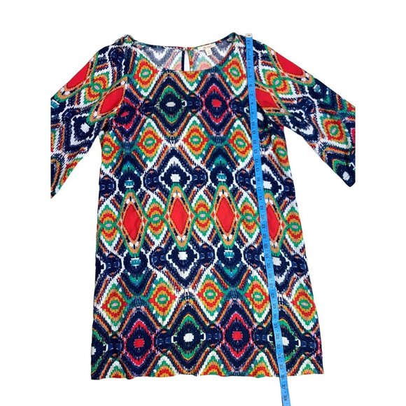 Ella Moss Size L Colorful Vibrant Geometric Mini Shift Dress - Picture 8 of 11